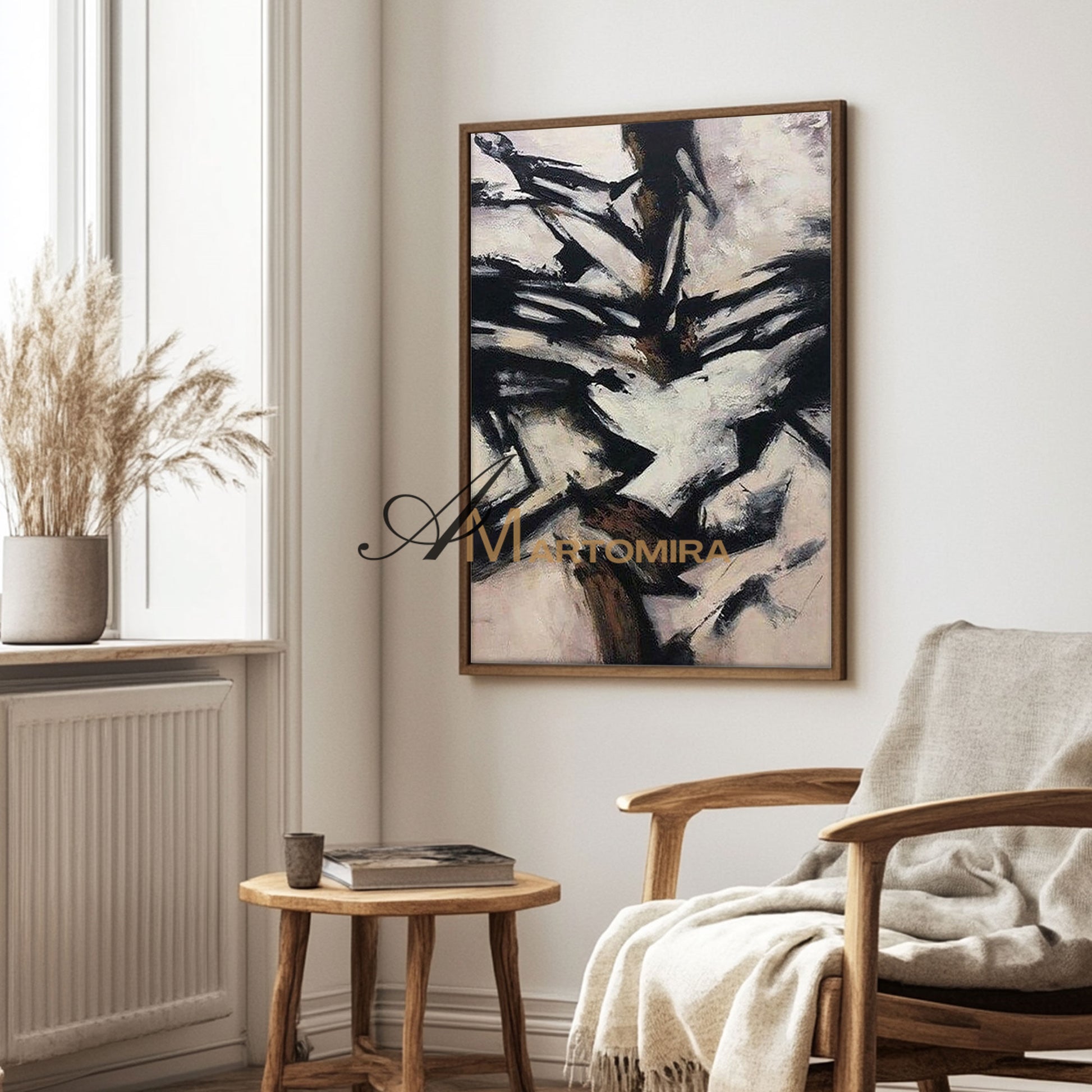 Abstract Wall Art | Large Living Room Wall Art | Abstract Modern Wall Art | Black Wall Art #MF037