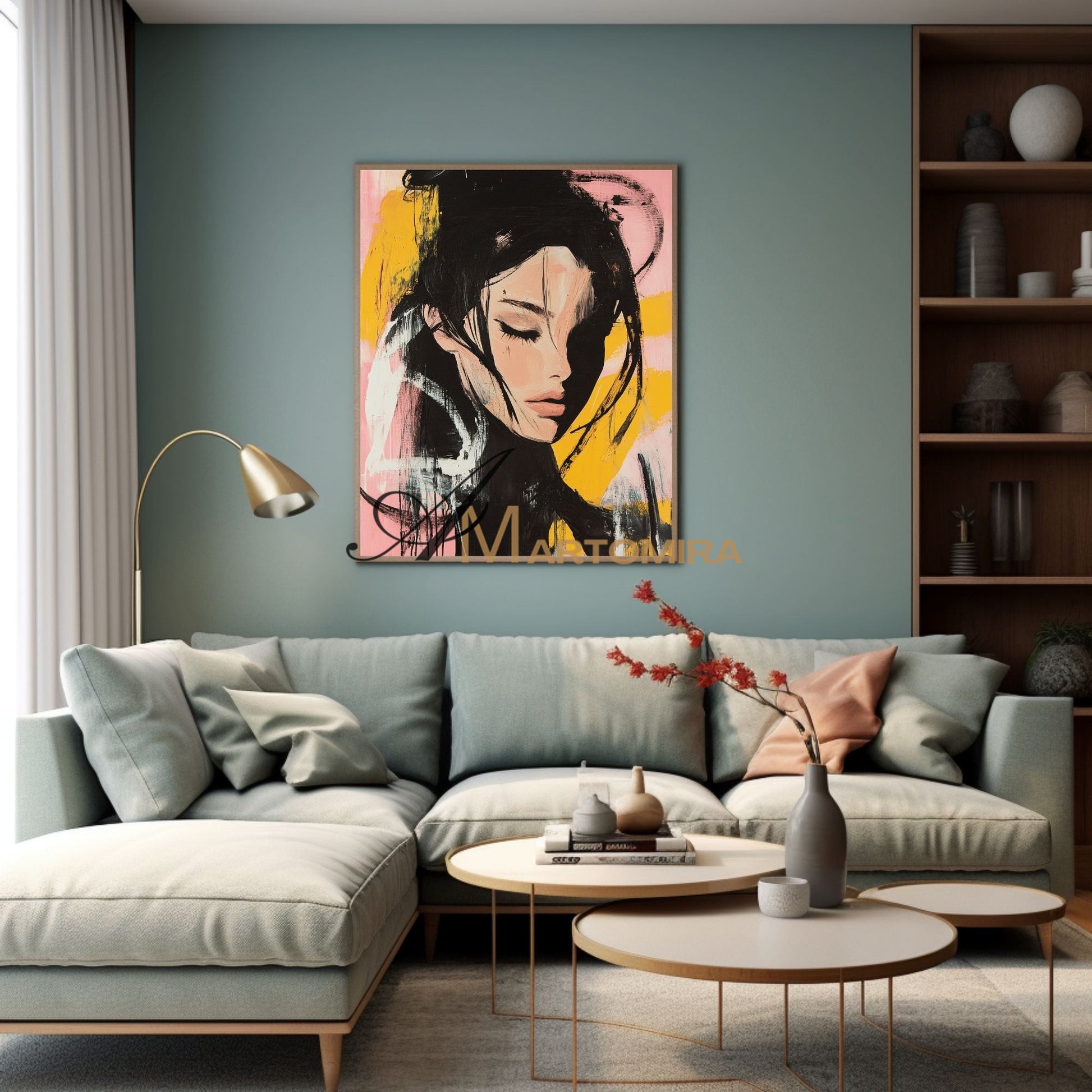 Abstract Portrait | Pink And Black Wall Art | Beautiful Woman Painting | Large Wall Art #AP017