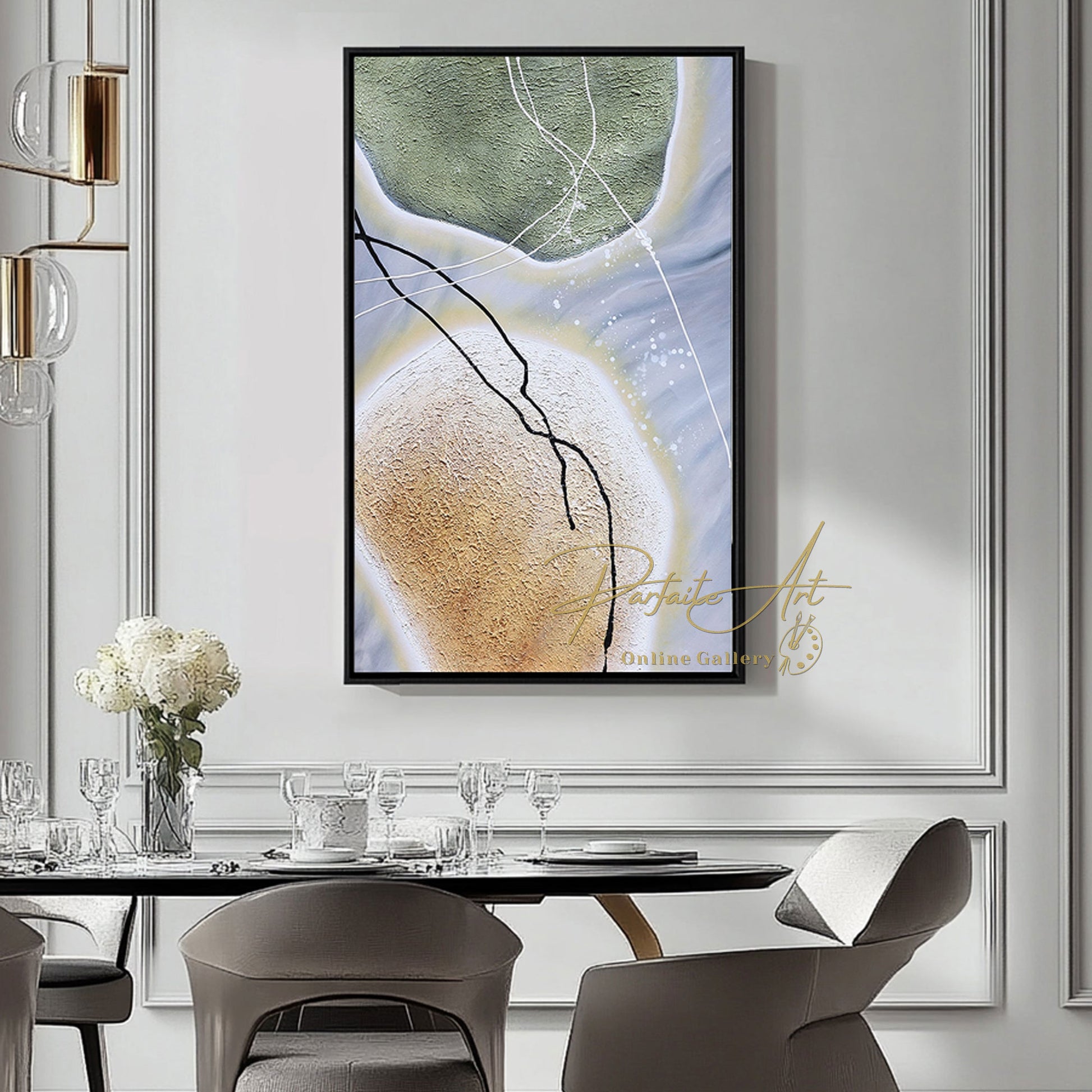 Seni Kanvas Bertekstur | Seni Dinding Bertekstur Besar | Seni Dinding Abstrak Modern | Seni Geometris Abstrak #DF012