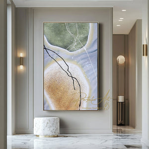 Seni Kanvas Bertekstur | Seni Dinding Bertekstur Besar | Seni Dinding Abstrak Modern | Seni Geometris Abstrak #DF012