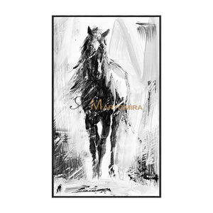 Horse Wall Art | Large Horse Wall Art | Abstract Black And White Painting | Wall Decorations #MF039