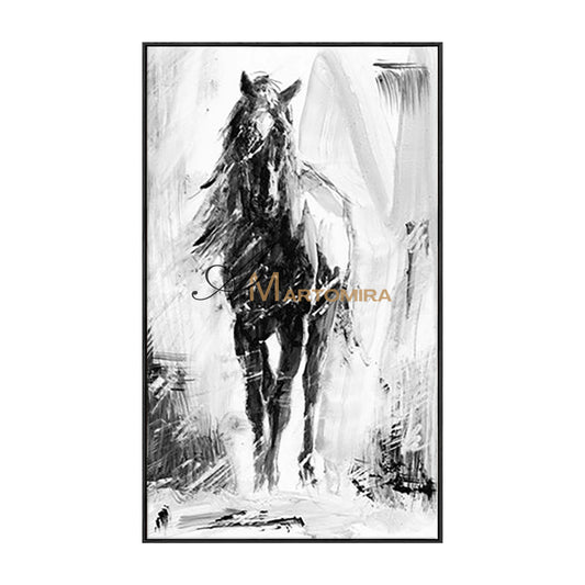 Horse Wall Art | Large Horse Wall Art | Abstract Black And White Painting | Wall Decorations #MF039