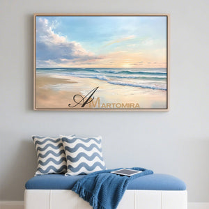 Ocean Sunset Painting | Landscape Art Paintings | Landscape Wall Art For Living Room | Acrylic Paint #POS141