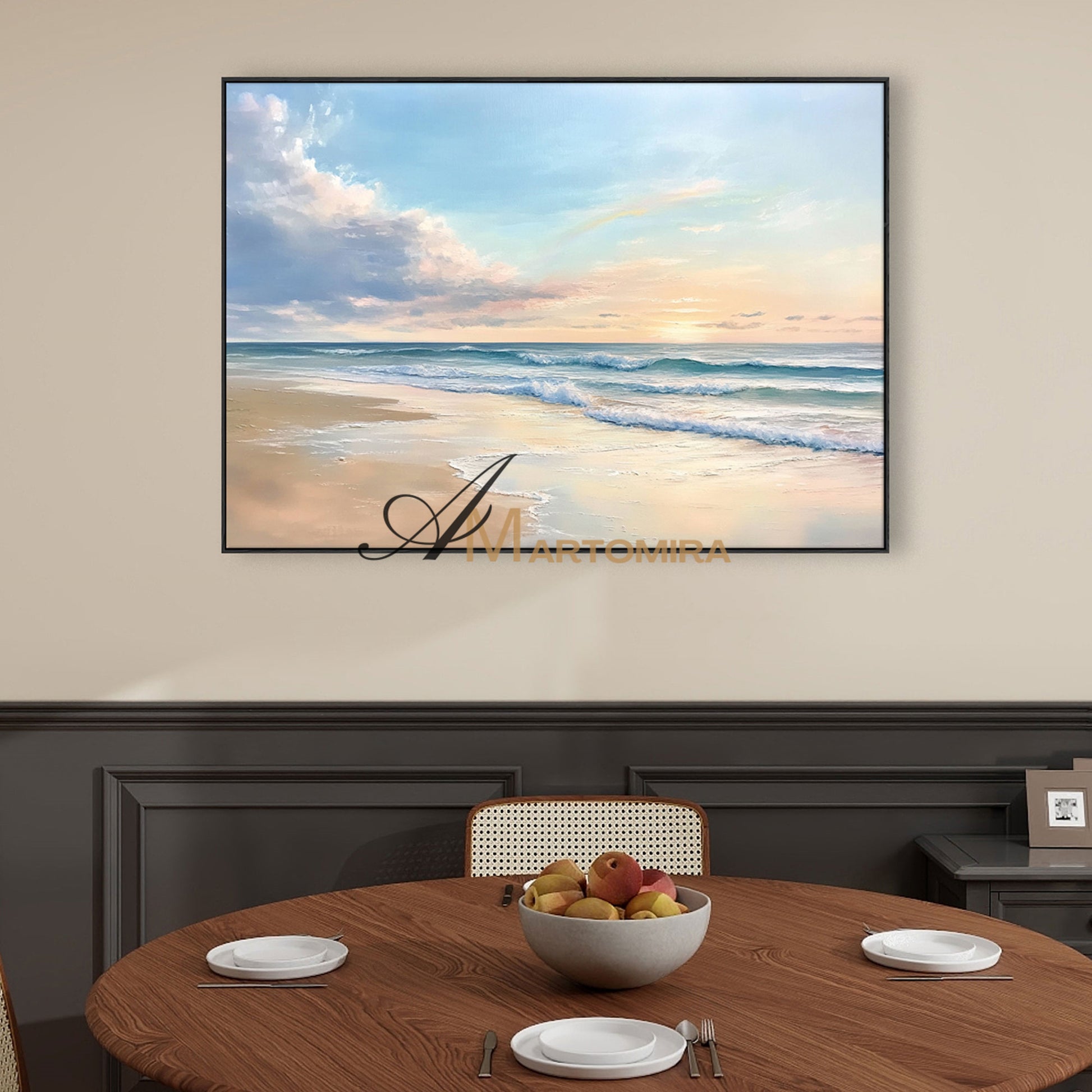 Ocean Sunset Painting | Landscape Art Paintings | Landscape Wall Art For Living Room | Acrylic Paint #POS141