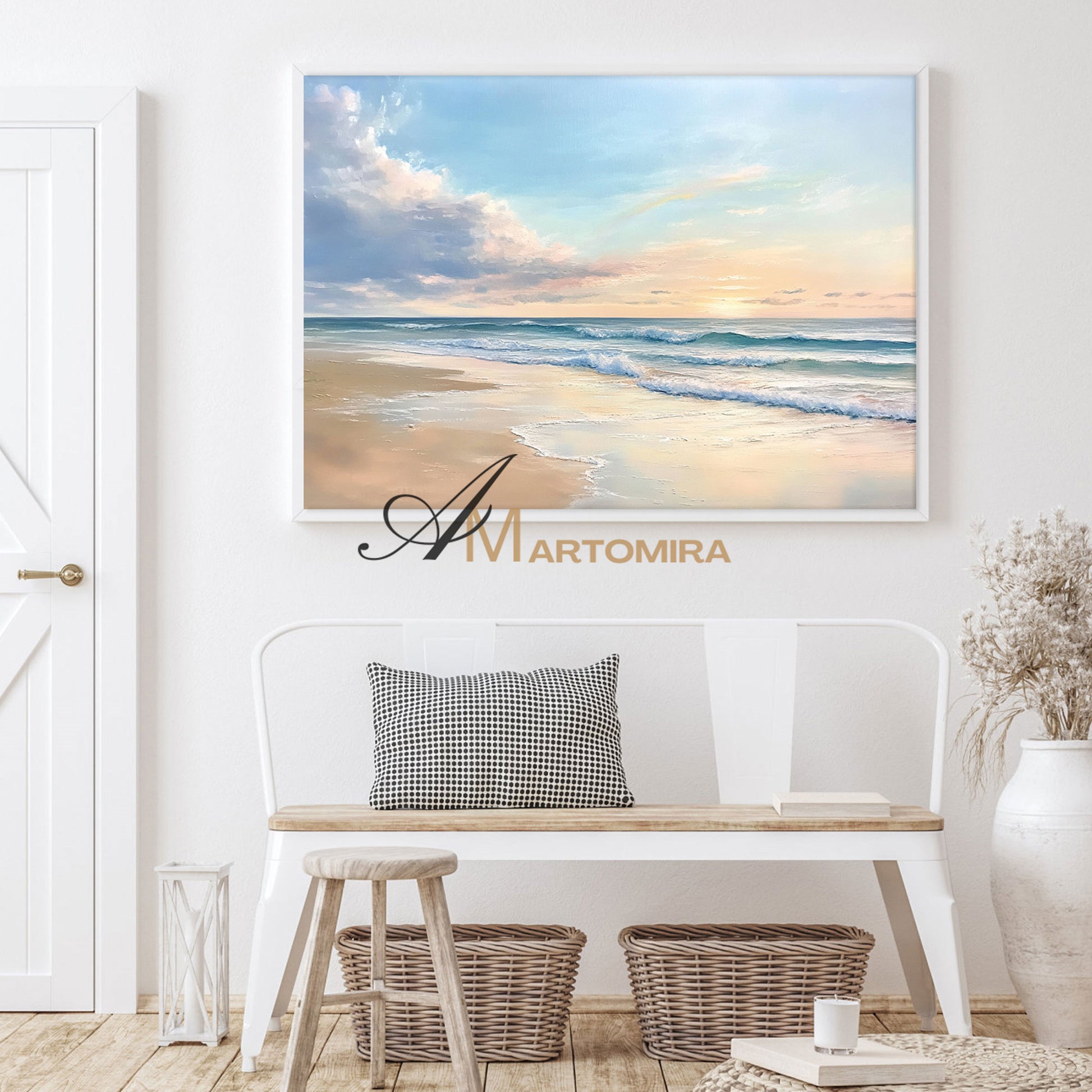 Ocean Sunset Painting | Landscape Art Paintings | Landscape Wall Art For Living Room | Acrylic Paint #POS141