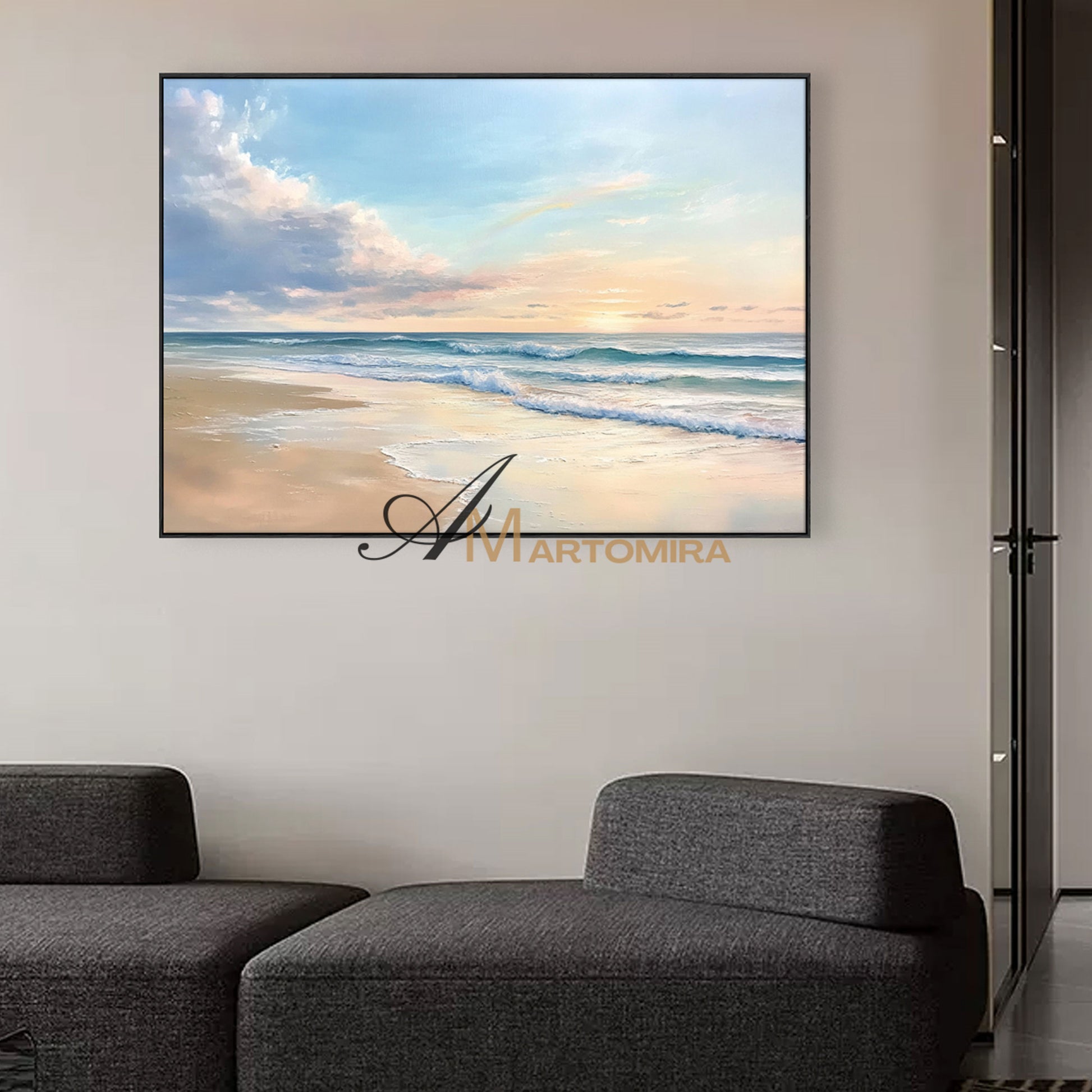 Ocean Sunset Painting | Landscape Art Paintings | Landscape Wall Art For Living Room | Acrylic Paint #POS141