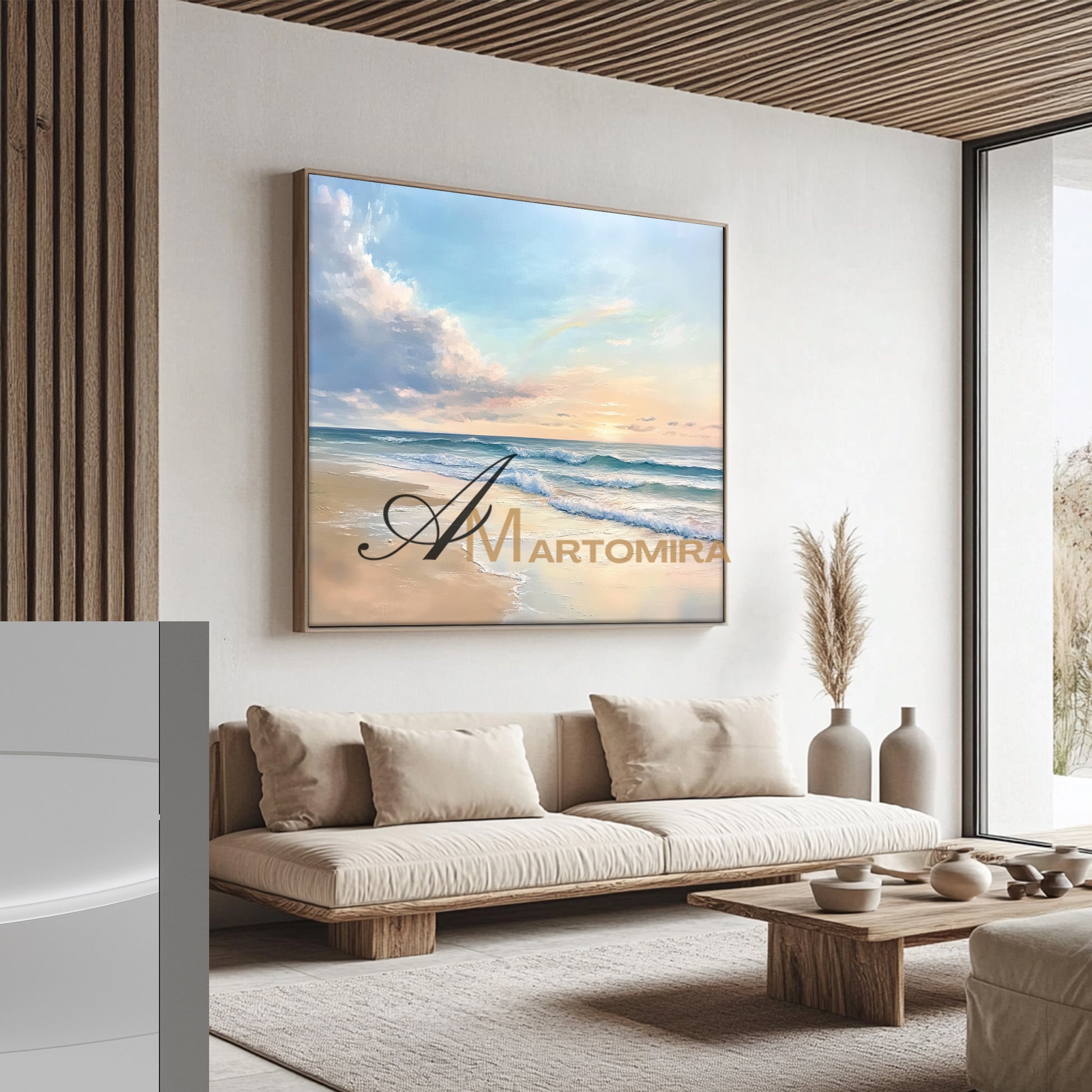 Ocean Sunset Painting | Landscape Art Paintings | Landscape Wall Art For Living Room | Acrylic Paint #POS141