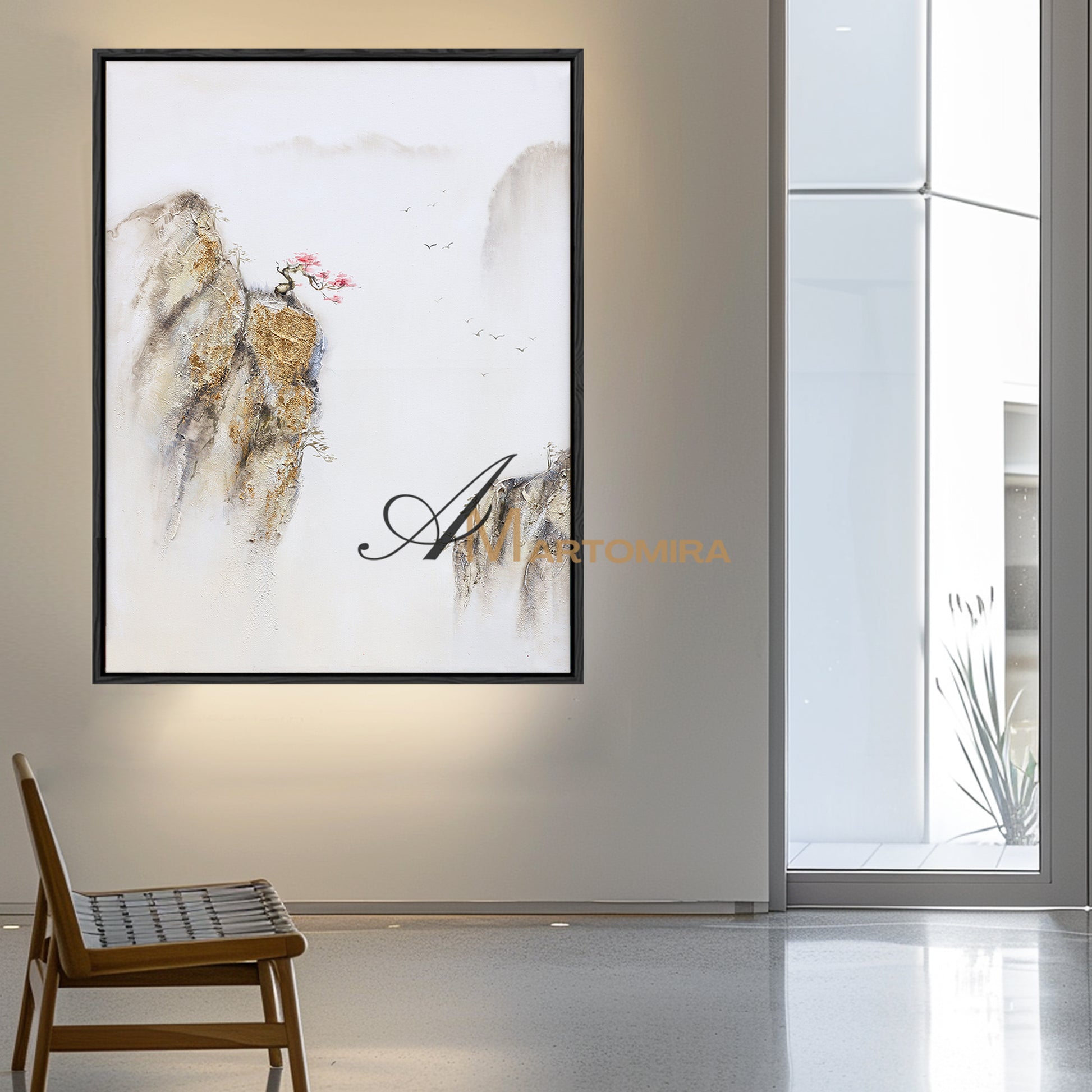 Painting Of The Mountains | Gold Canvas Art | Abstract Landscape Art | Large Canvas Wall Art #DF008