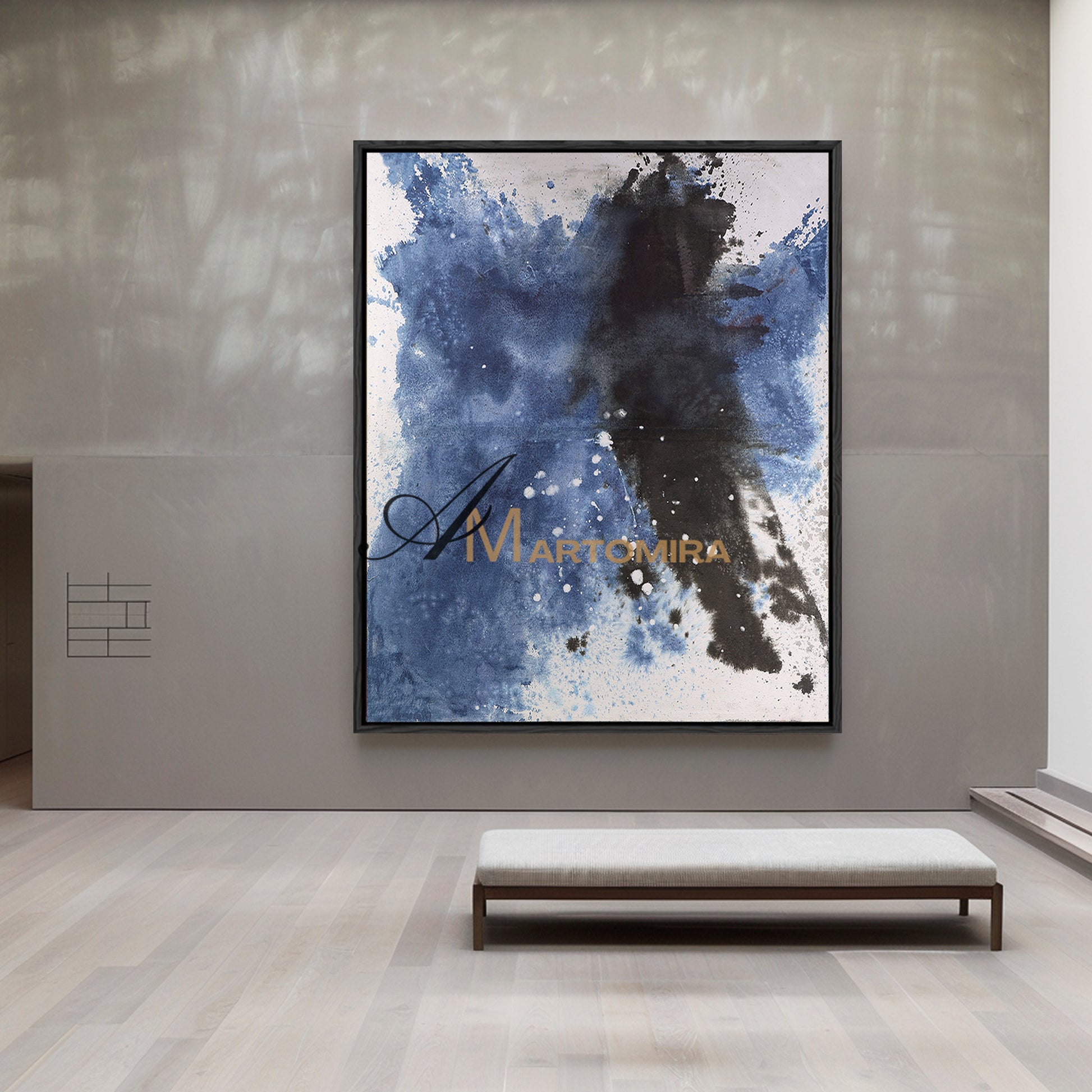 Black And Blue Abstract Art | Minimalist Abstract Art | Modern Wall Decor Art | Large Canvas Art #DF053