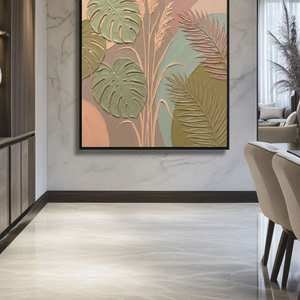 Bohemian Tropical Monstera Palm Leaves Pampas Grass Textured Abstract Floral Wall Art for Living Room Bedroom Dining Room Office Home Decor