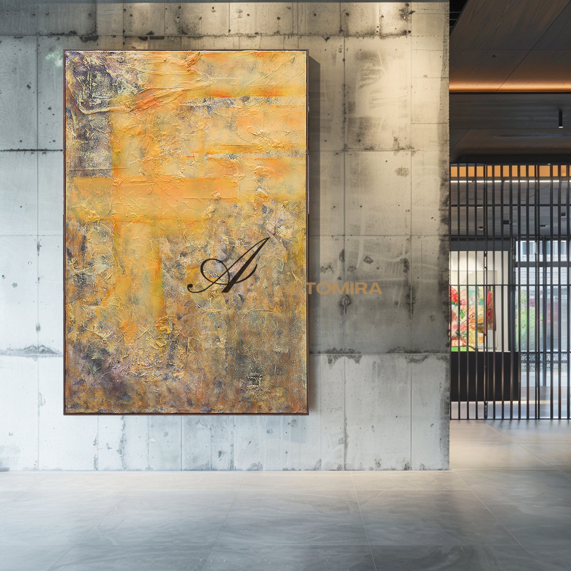 Textured Wall Art | Abstract Textured Canvas Art | Gold Acrylic Paint #DF034