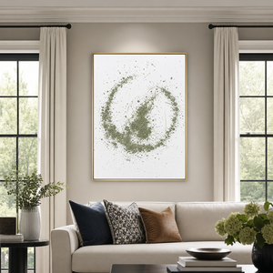 Abstract Minimalist Green and White Textured Vertical Wall Art for Living Room