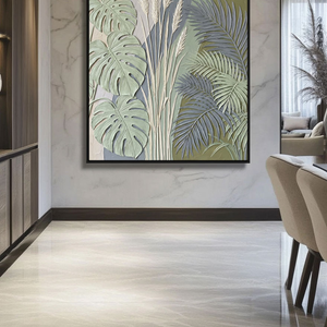Elegant Tropical Botanical Textured 3D Relief Wall Art Featuring Monstera Palm Fronds Pampas Grass Muted Sage Olive Green Beige Medium Grey Curved Background Living Room Bedroom Dining Hallway Office Modern Nature Inspired Decor Piece