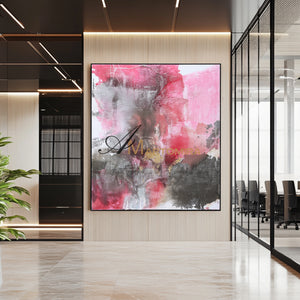 Square Wall Art | Pink And Grey Abstract Art | Minimalist Abstract Art | Wall Art Decor #DF018