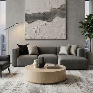 Minimalist Asymmetrical Textured Plaster Wall Art, Wabi Sabi Inspired Neutral Grey White Stucco Relief for Modern Interiors, Monochrome Abstract Office Hallway Bedroom Dining Living Room Decor