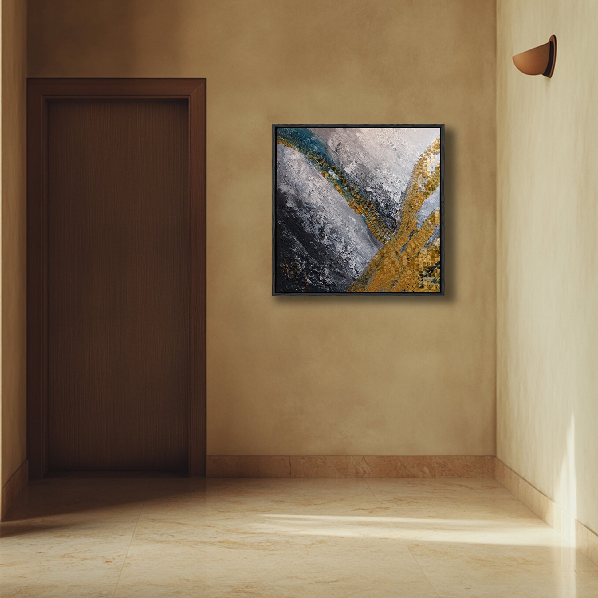 square wall art | black and gold wall art | modern abstract wall art | large canvas art #DF061