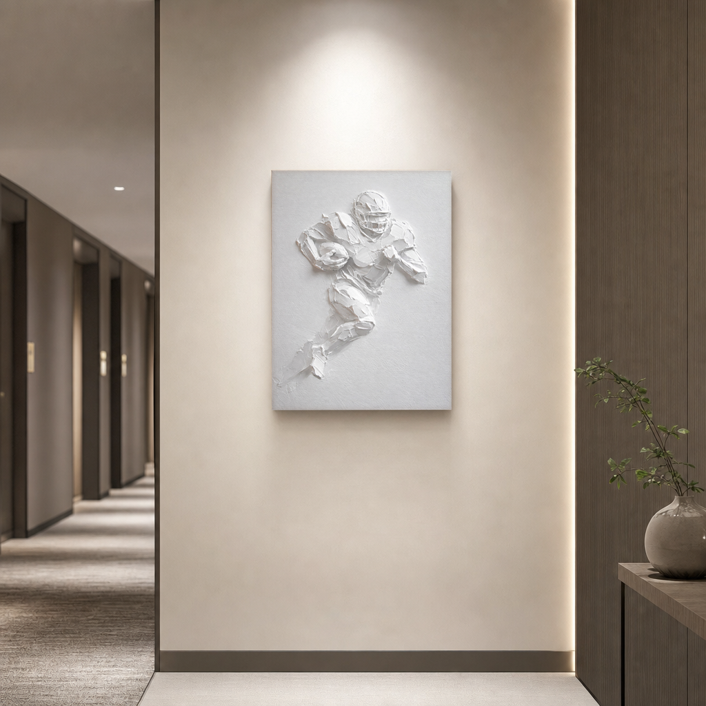 Sport White Textured Vertical Acrylic-style Wall Art for Living Room Office