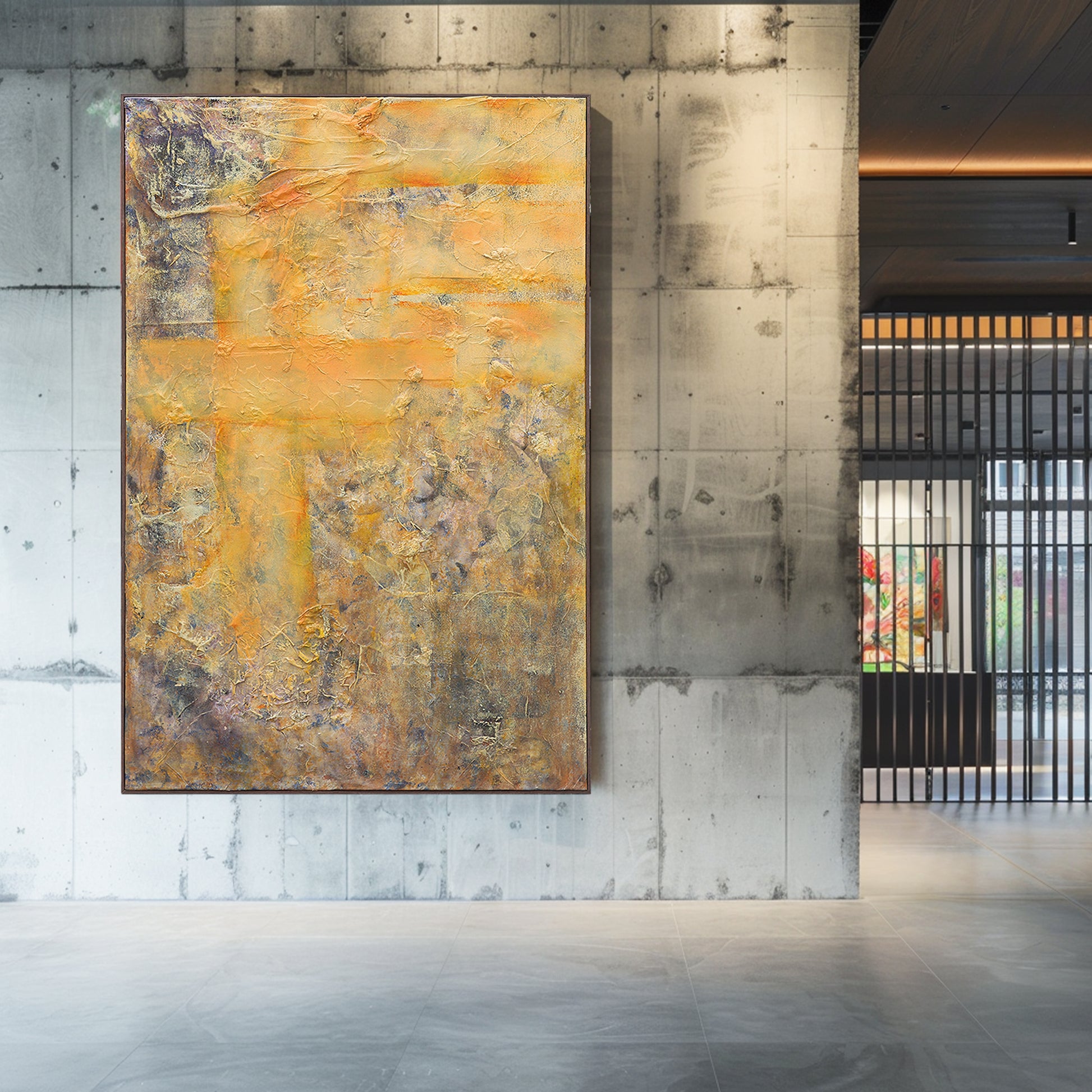 Textured Wall Art | Abstract Textured Canvas Art | Gold Acrylic Paint #DF034