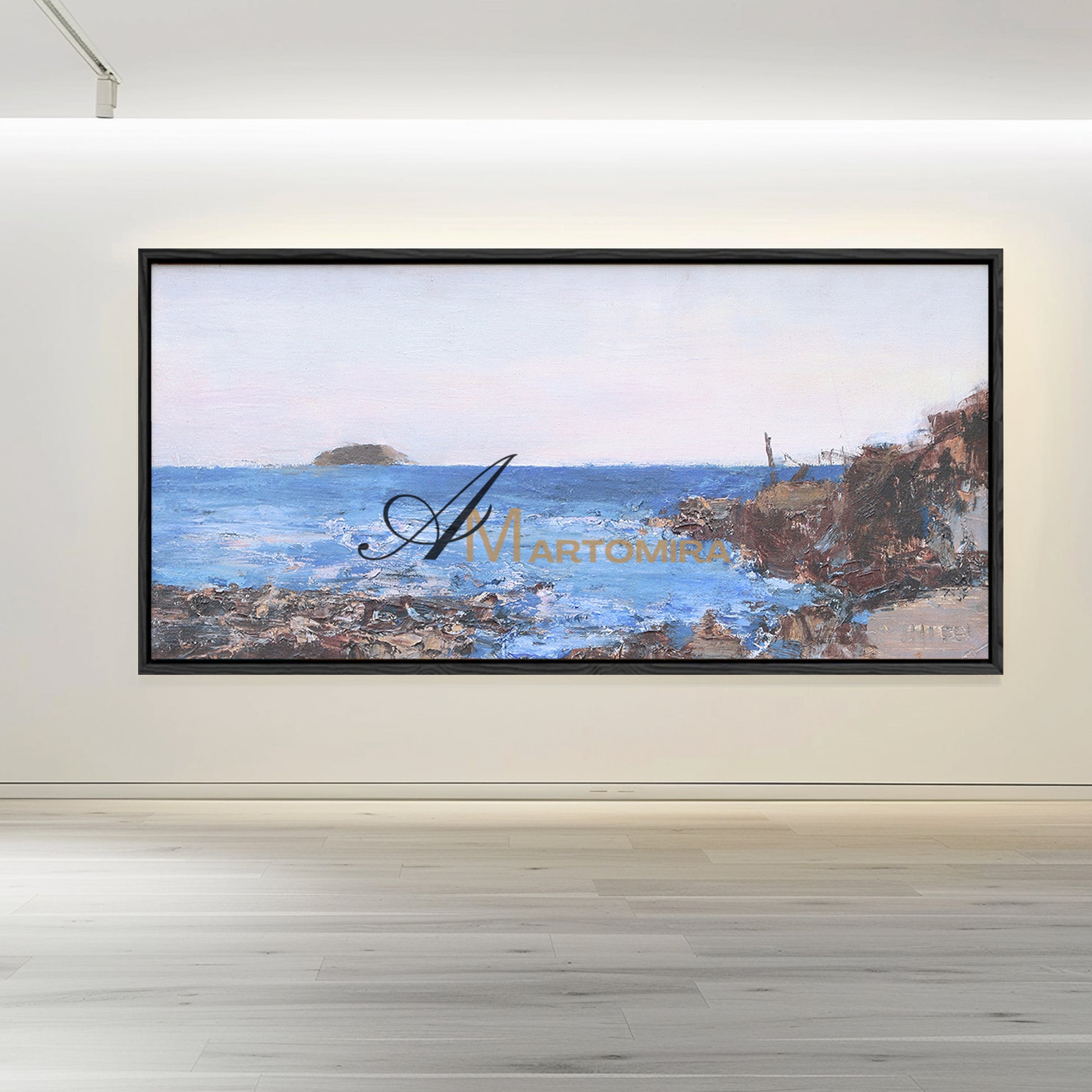 Landscape Wall Art | Blue Ocean Paintings | Large Horizontal Coastal Wall Art | Large Canvas Art #DF047