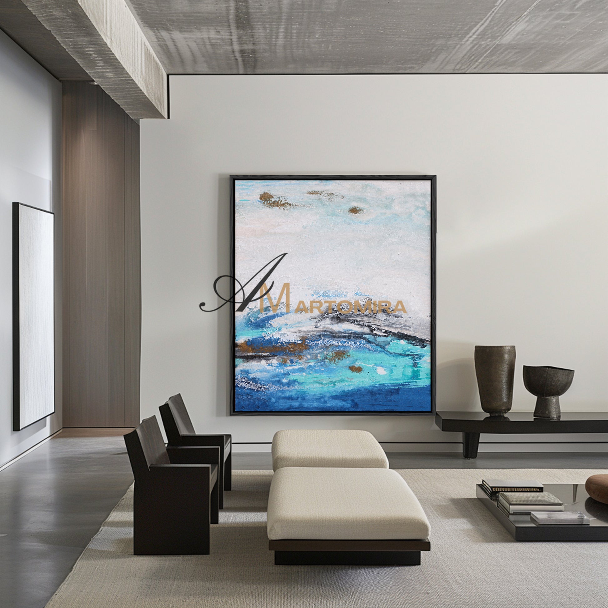 Blue And White Wall Art | Modern Abstract Painting | Blue Wall Art Abstract | Wall Art Decor #DF035