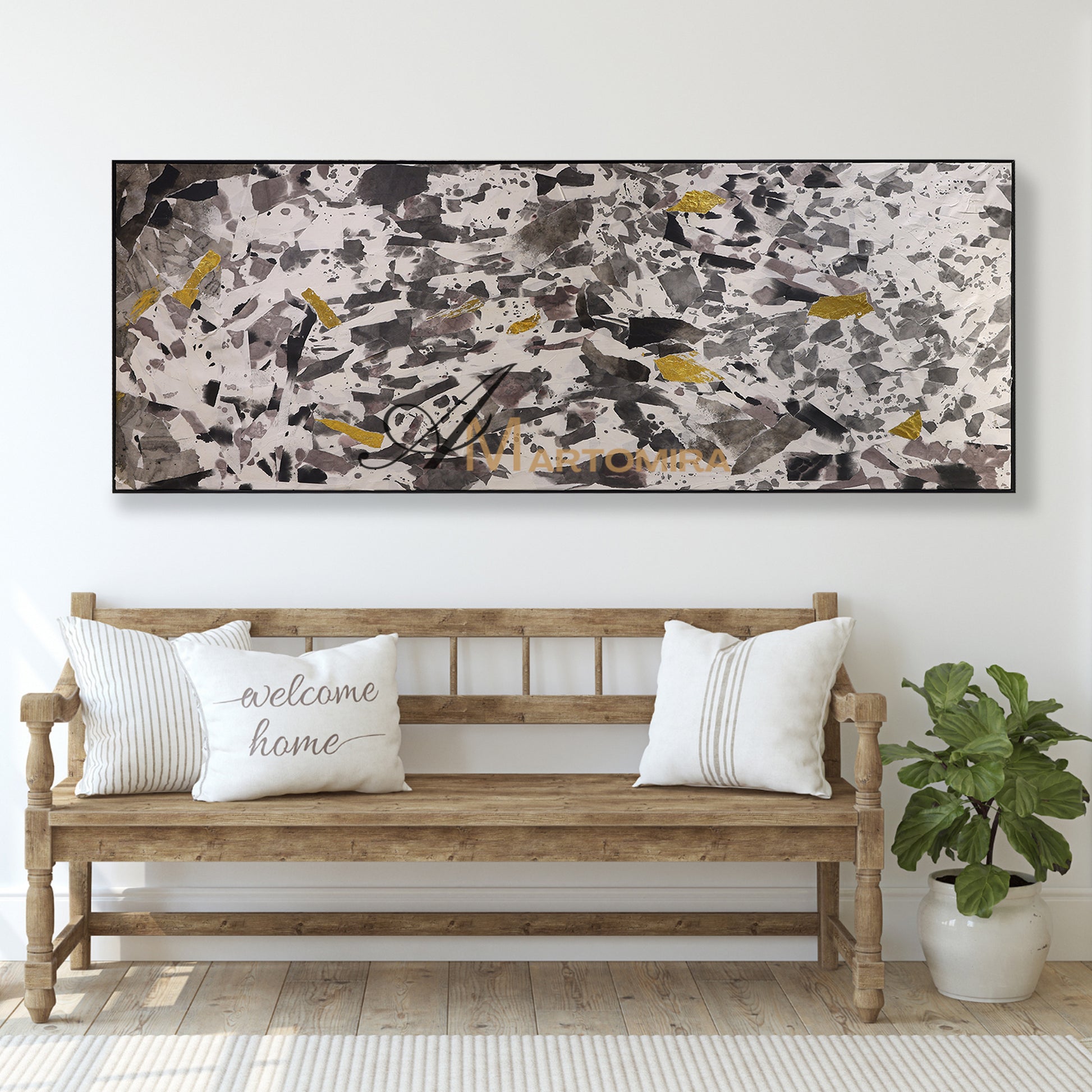 Black And White Wall Art | Abstract Art | Modern Abstract Wall Art | Large Horizontal Wall Art #DF052