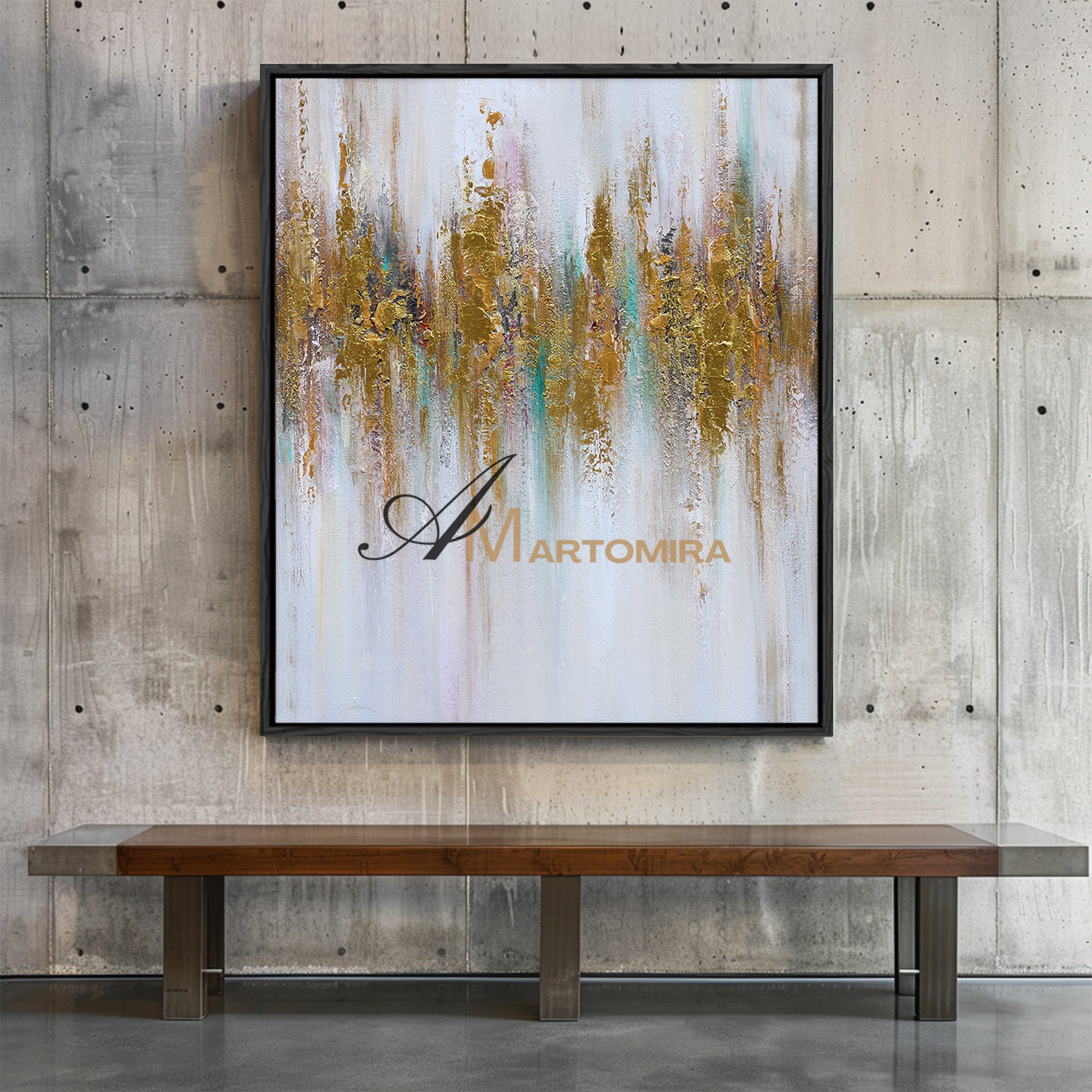 Abstract Wall Art | Gold Wall Art | Modern Abstract Art | Large Canvas For Acrylic Painting #DF030