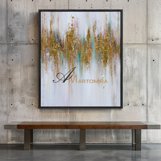 Abstract Wall Art | Gold Wall Art | Modern Abstract Art | Large Canvas For Acrylic Painting #DF030