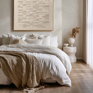 Minimalist Geometric Block Pattern Neutral Textured Wall Art in Soft Beige, Warm Brown, Light Grey, Medium Grey Tones Modern Abstract Decor for Office, Hallway, Dining Room, Bedroom, Living Room