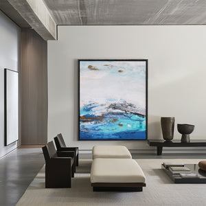 Blue And White Wall Art | Modern Abstract Painting | Blue Wall Art Abstract | Wall Art Decor #DF035