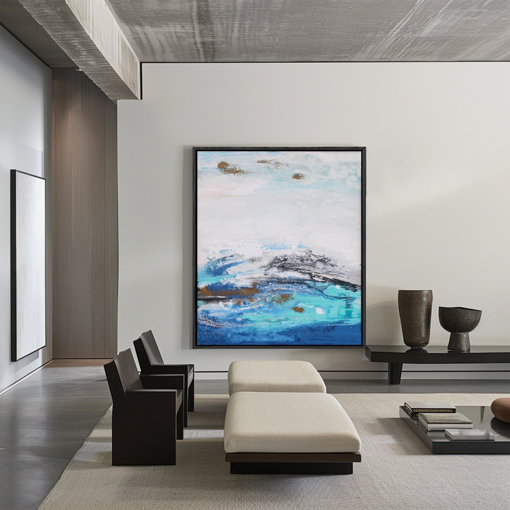 Blue And White Wall Art | Modern Abstract Painting | Blue Wall Art Abstract | Wall Art Decor #DF035