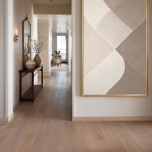 Modern Minimalist Abstract Curved Waves Neutral Beige Brown White Textured Framed Wall Art, Elegant Handcrafted Geometric Line Painting for Contemporary Home Decor
