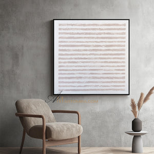 Wabi-Sabi Minimalist Neutral Abstract Art | Textured Line Painting on Canvas | Beige Modern Wall Art | Minimal Aesthetic Home Decor #WB001