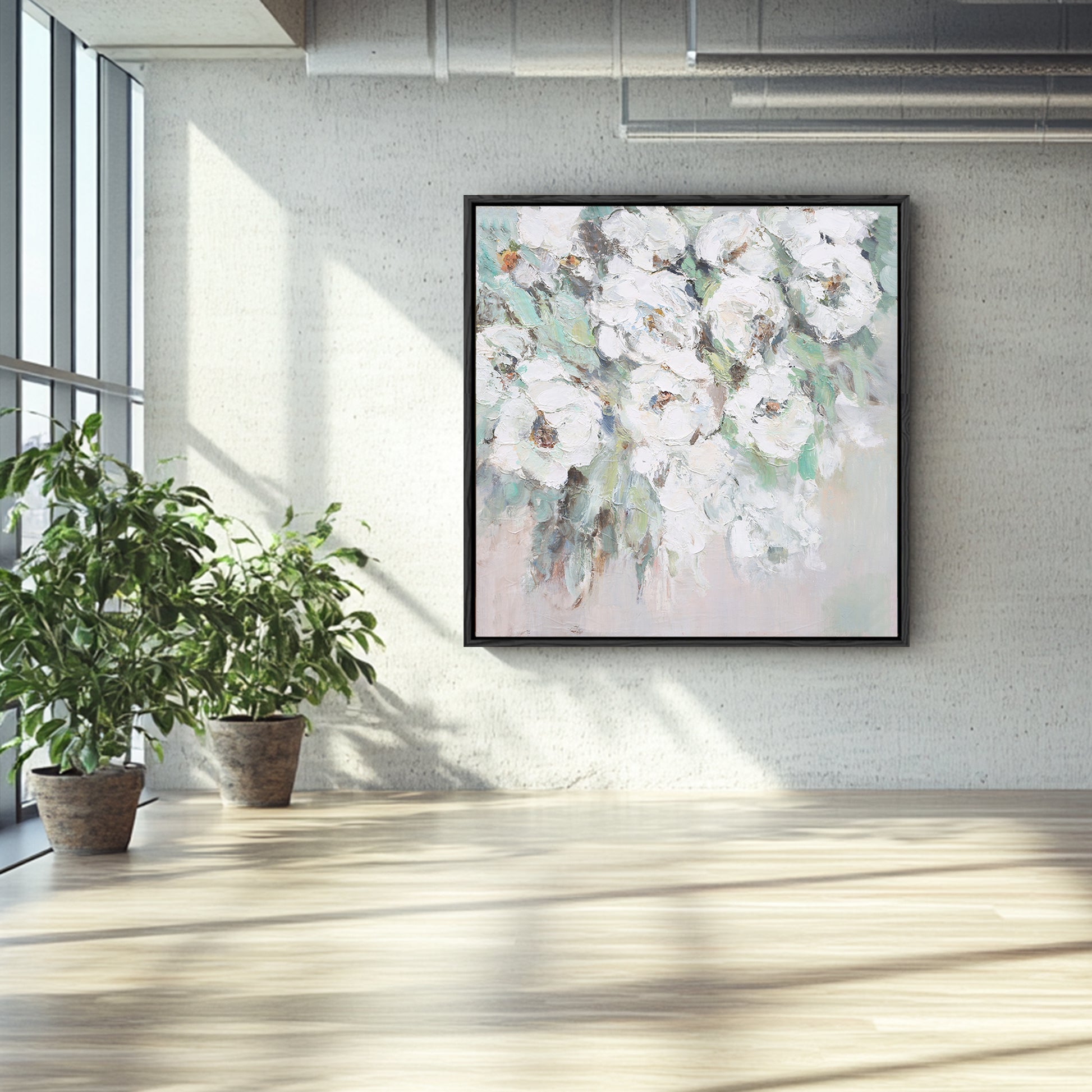 Square Wall Art | Flower Paintings On Canvas | Flower Wall Art | Decorative Wall Art #DF039
