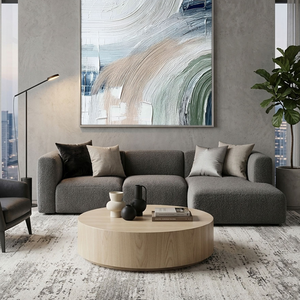 Minimalist Abstract Textured Curved Brushstrokes Blue Green Beige White Impasto Canvas Wall Art for Modern Living Room Bedroom Dining Room Office Hallway Home Decor