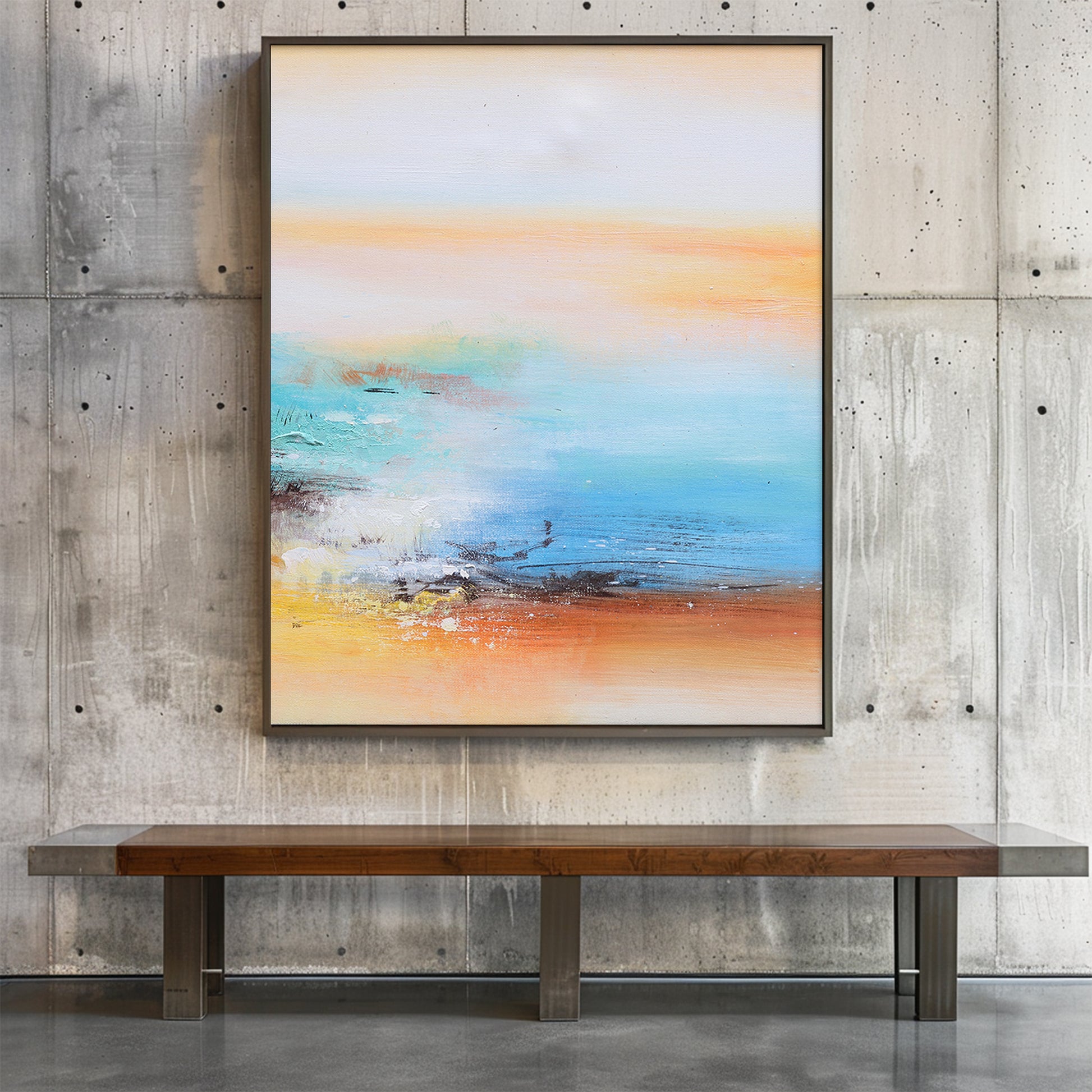 Lake Canvas Wall Art | Modern Abstract Wall Art | Abstract Landscape Wall Art #DF010