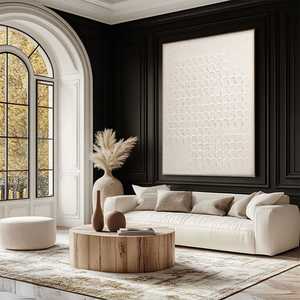Minimalist Neutral Geometric Overlapping Arch Texture Plaster Wall Art, Modern Beige White Textured Abstract Artwork for Home, Office, Living Room, Bedroom, Dining Room, Hallway Interior Decor