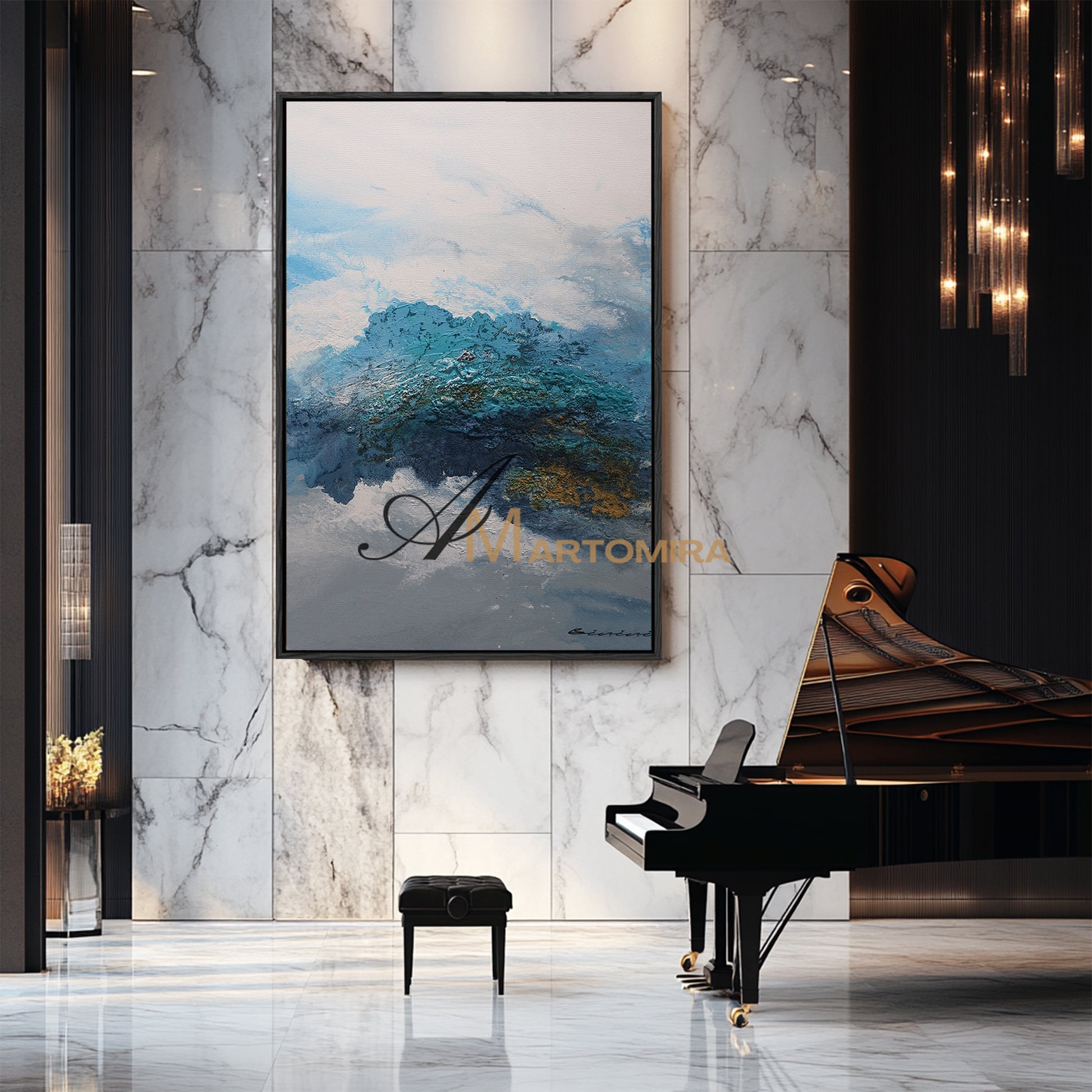 Abstract Landscape Art | Abstract Painting Mountains | Landscape Wall Art For Living Room #DF058