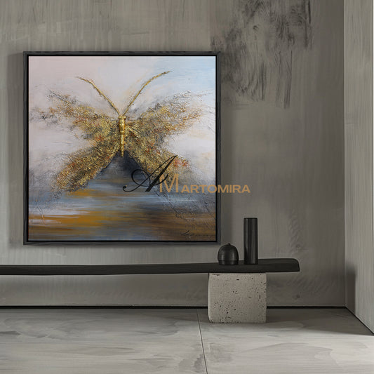 Animal Wall Art | Butterfly Painting| Textured Wall Art For Living Room | Gold Wall Art #DF056
