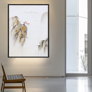 Painting Of The Mountains | Gold Canvas Art | Abstract Landscape Art | Large Canvas Wall Art #DF008