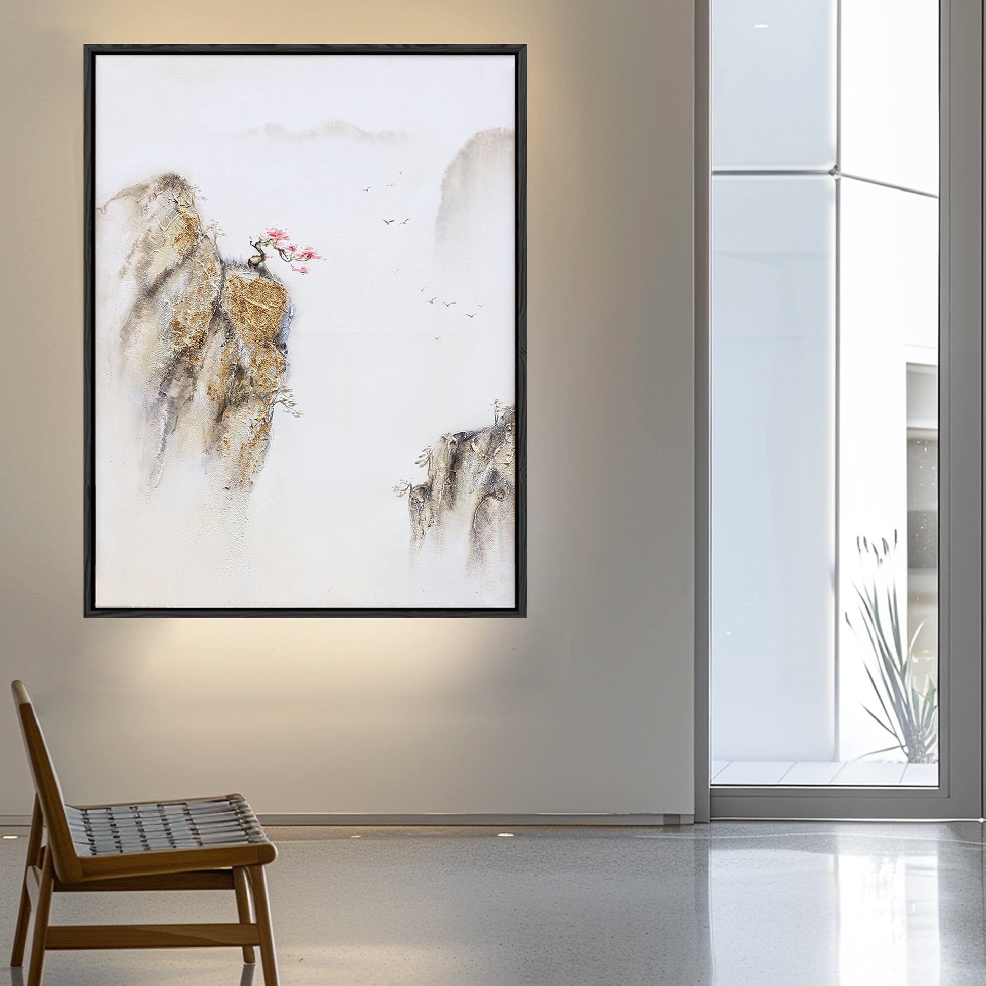 Painting Of The Mountains | Gold Canvas Art | Abstract Landscape Art | Large Canvas Wall Art #DF008