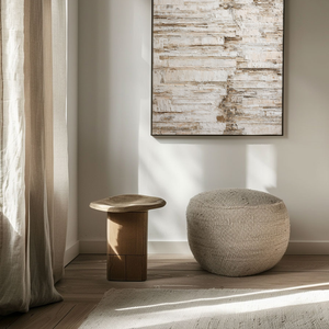 Minimalist Neutral Abstract Textured Canvas Wall Art for Modern Home Decor, Impasto Paint with Thick Brush/Knife Stacked Layers, Beige White Brown Earth Tone Block Pattern, Framed Wabi-Sabi Inspired Wall Decor for Living Room Bedroom Office Hallway