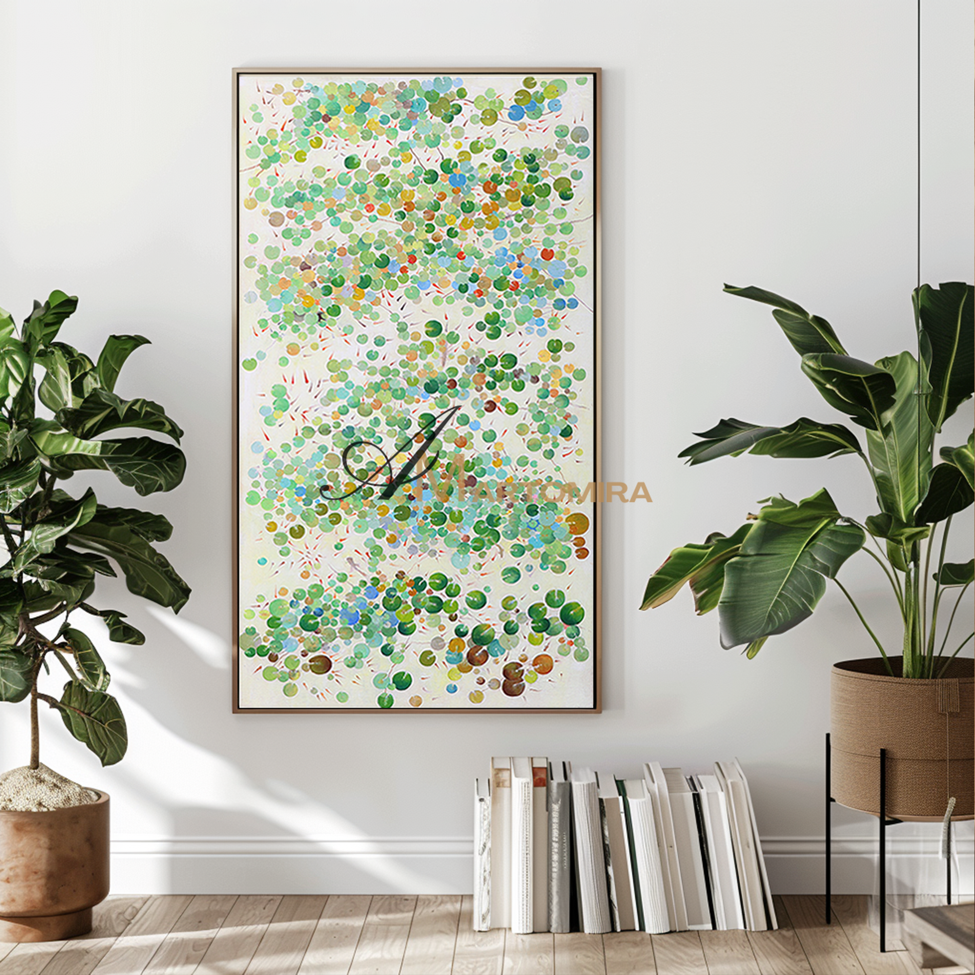 Green Abstract Art | Absrract Circle Paintings | Modern Abstract Art | Wall Art For Bedroom #DF031