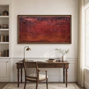 Deep Red Brown Dark Grey Abstract Textured Plaster Wall Art Rich Warm Toned Modern Decorative Artwork for Contemporary Living Spaces Bedroom Dining Room Office Hallway Interior Design