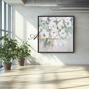 Square Wall Art | Flower Paintings On Canvas | Flower Wall Art | Decorative Wall Art #DF039