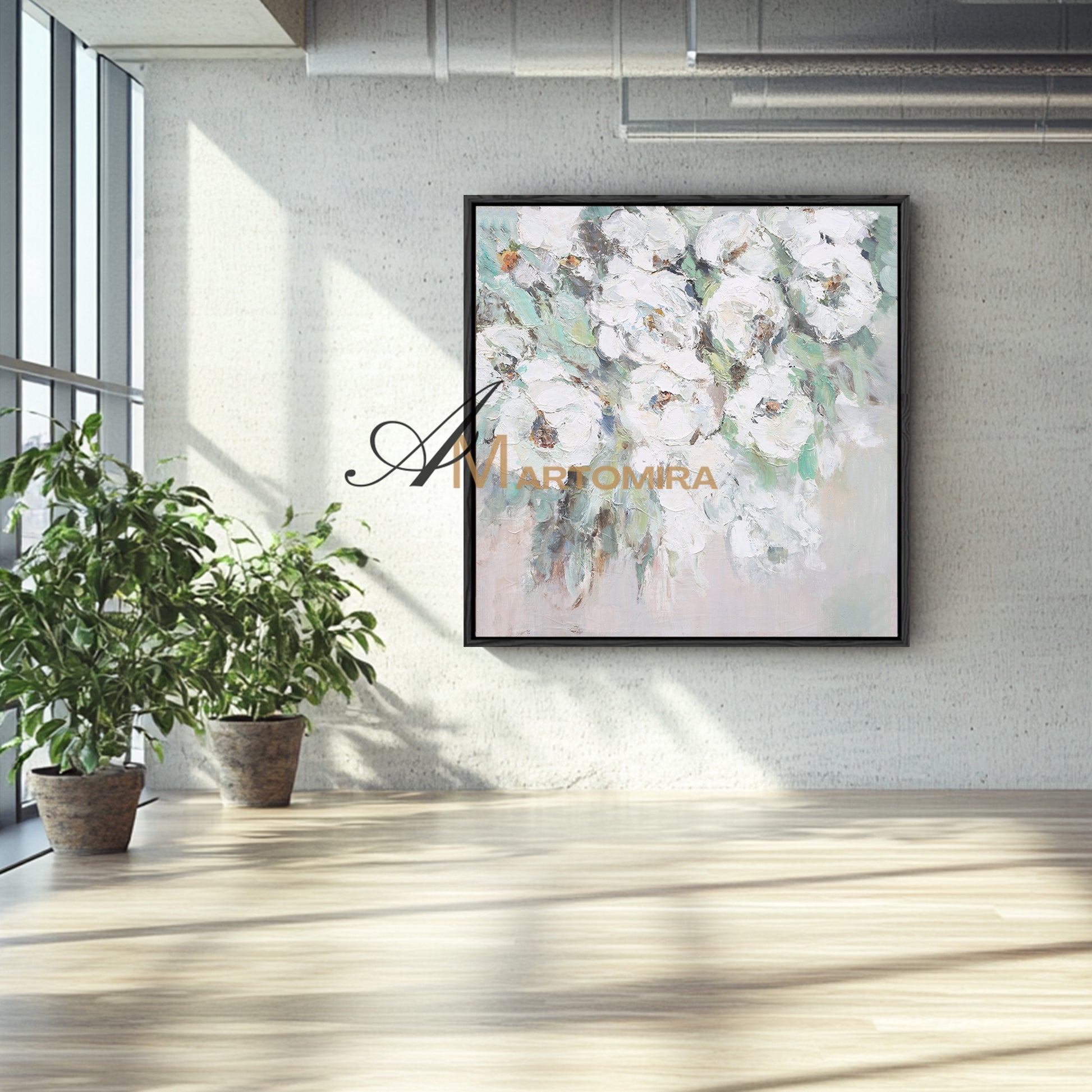 Square Wall Art | Flower Paintings On Canvas | Flower Wall Art | Decorative Wall Art #DF039