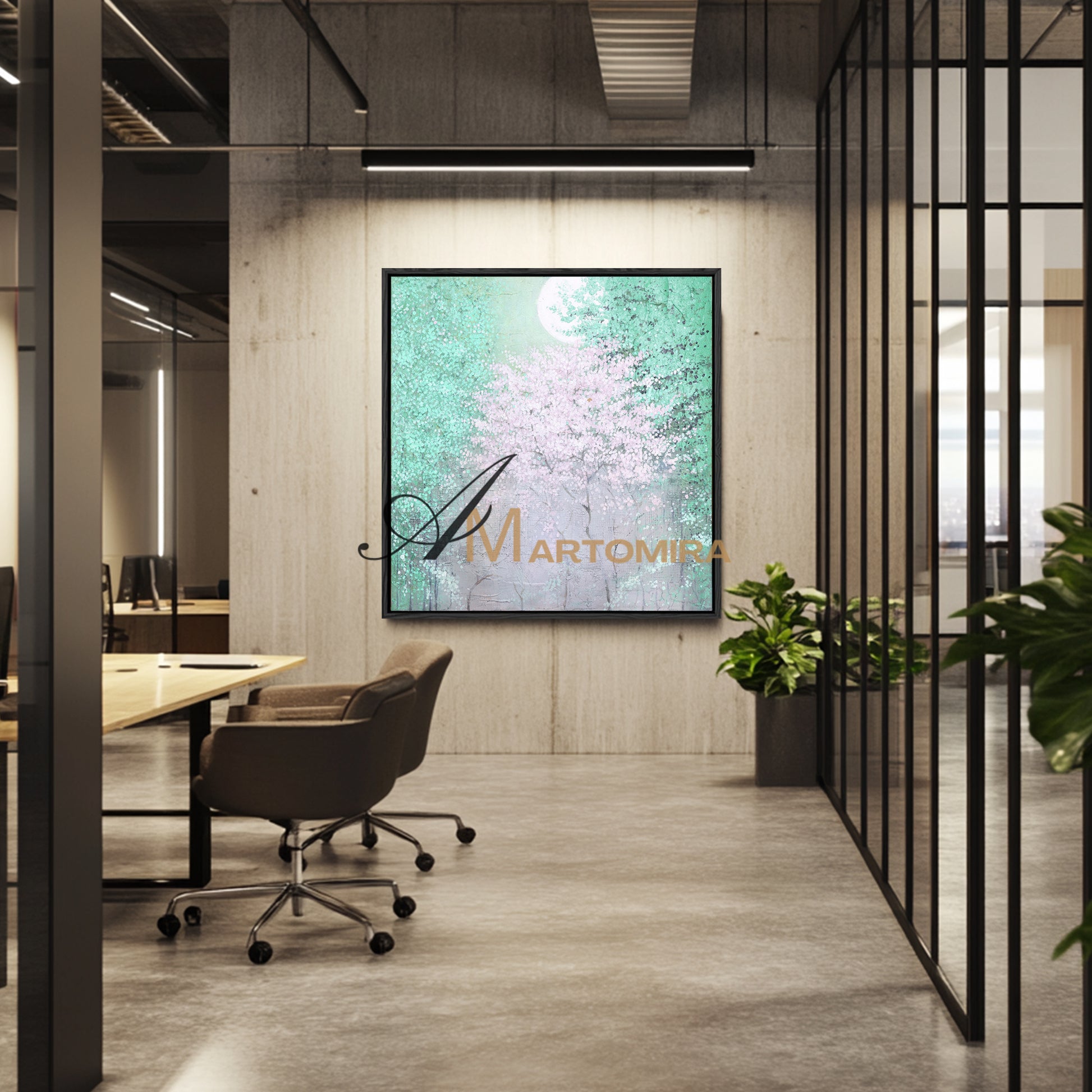 Paintings Of Trees | Green Wall Art | Landscape Canvas Painting | Contemporary Wall Decor #DF015