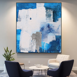 Blue And White Wall Art | Modern Abstract Oil Painting | Minimalist Abstract Art #DF025