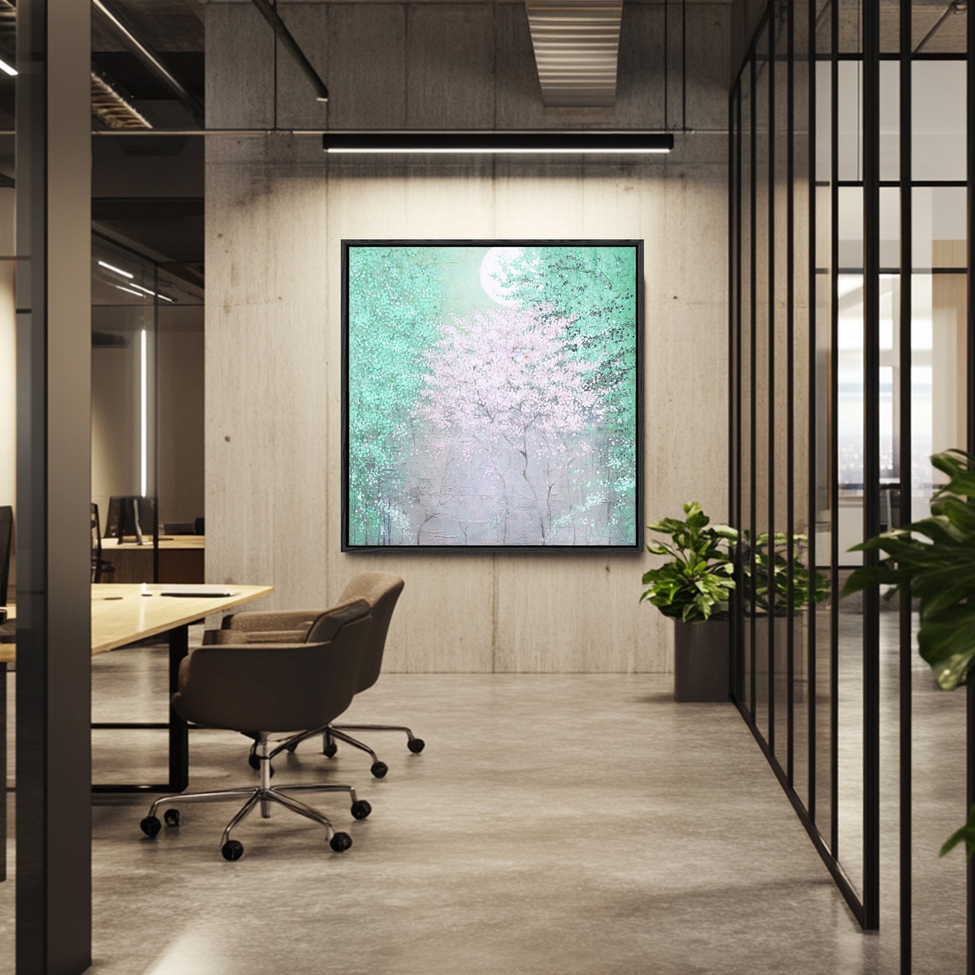 Paintings Of Trees | Green Wall Art | Landscape Canvas Painting | Contemporary Wall Decor #DF015