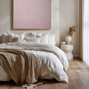 Pink Geometric Arch Plaster Relief Painting | Hand-Painted Textured Wall Art