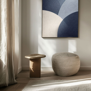 Modern Abstract Blue White Beige Light Grey Curved Geometric Lines Textured Impasto Canvas Wall Art for Minimalist Living Room Office Bedroom Dining Room Hallway Home Decor